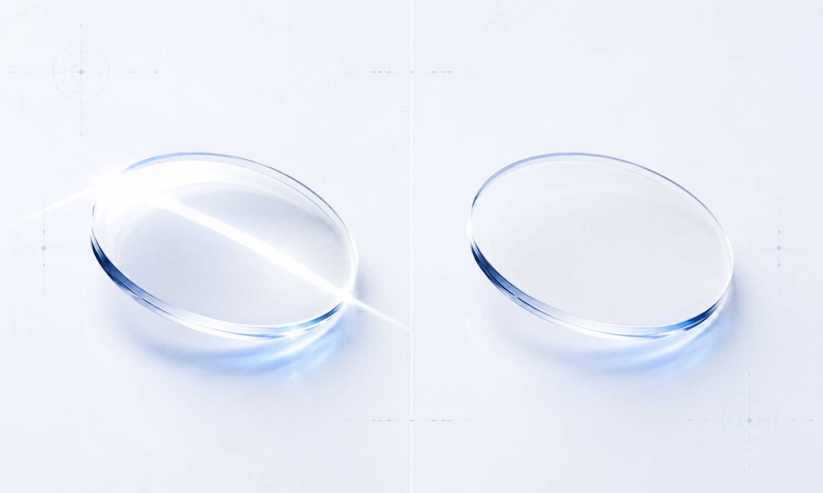 Comparativo: el mismo lente con reflejo y con tratamiento antirreflejo